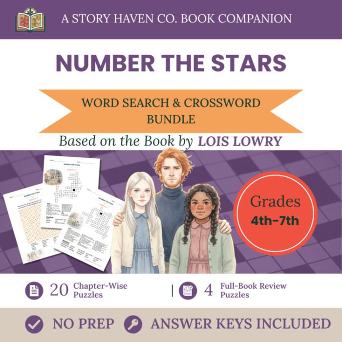 Number the Stars word search & crossword bundle for Grades 4–7 – cover