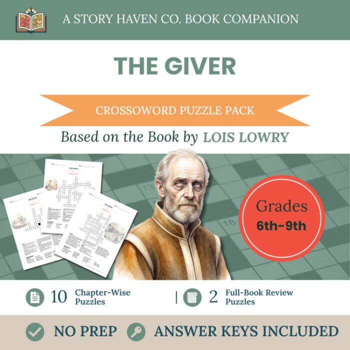The Giver crossword puzzles for Grades 6–9 – cover