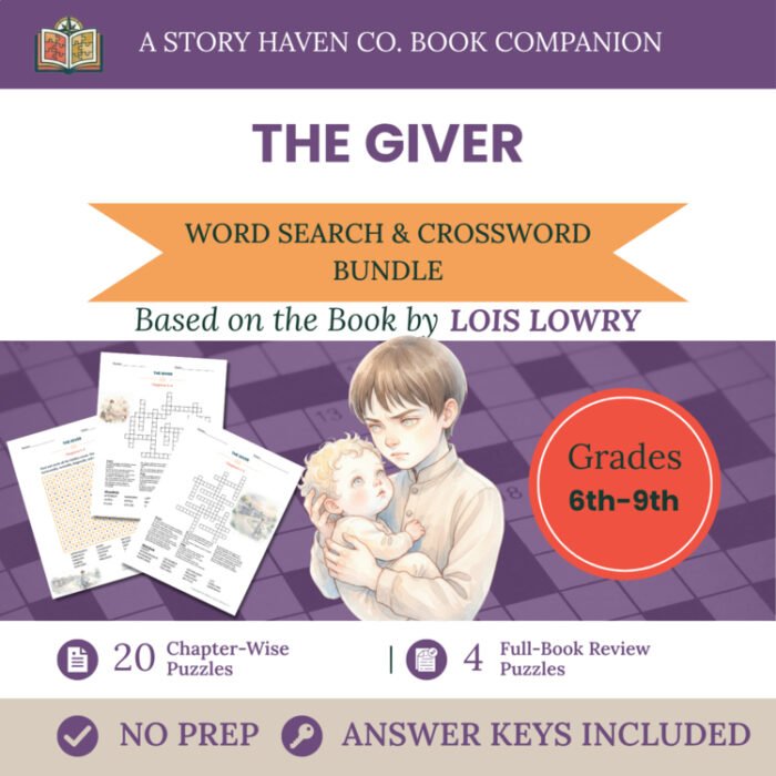 The Giver word search & crossword bundle for Grades 6–9 – cover