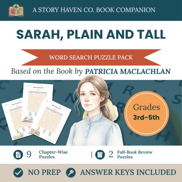 Sarah, Plain and Tall word search for Grades 3-5 – cover