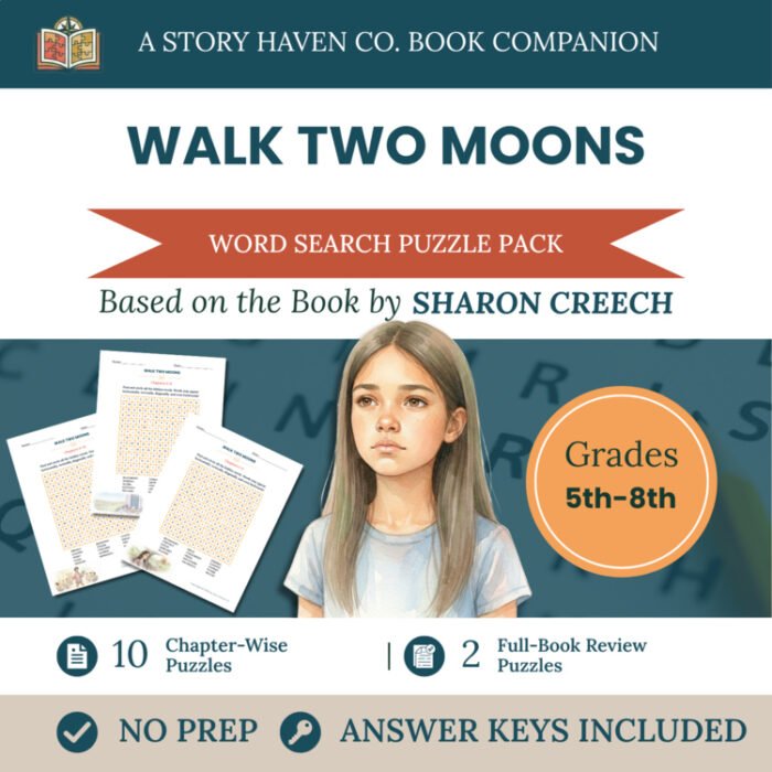 Walk Two Moons word search for Grades 5-8 – cover