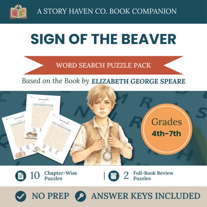 The Sign of the Beaver word search for Grades 4-7 – cover