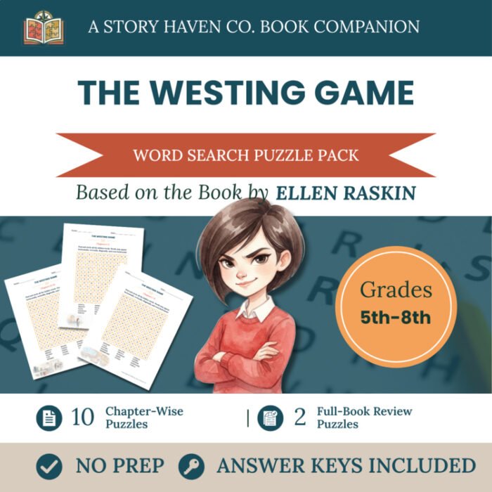 The Westing Game word search for Grades 5-8 – cover