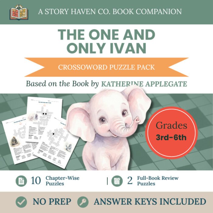 The One and Only Ivan crossword puzzles for Grades 3-6 – cover