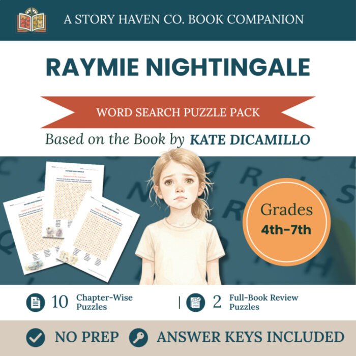 Raymie Nightingale word search for Grades 4-7 – cover