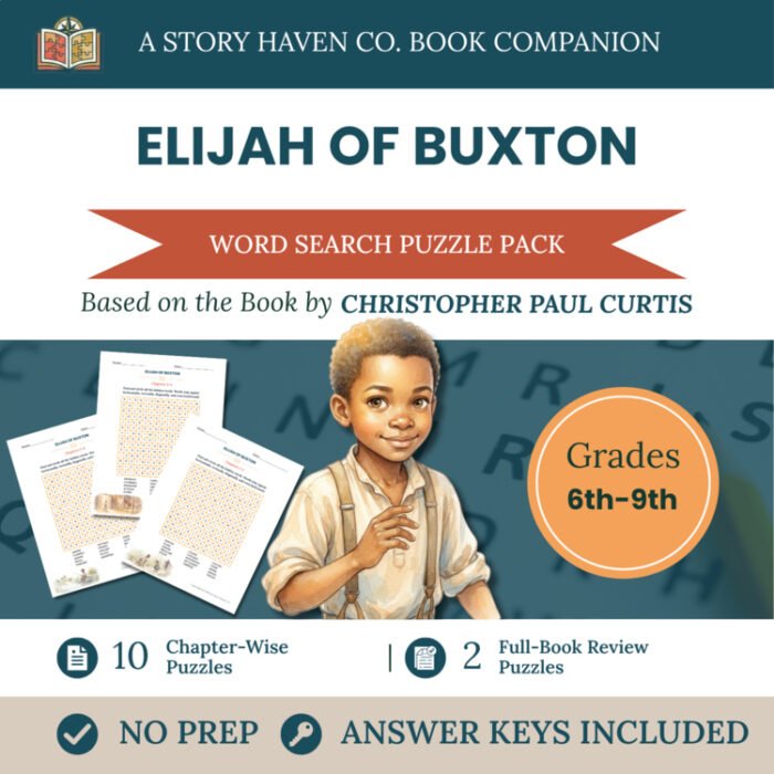 Elijah of Buxton word search for Grades 6-9 – cover