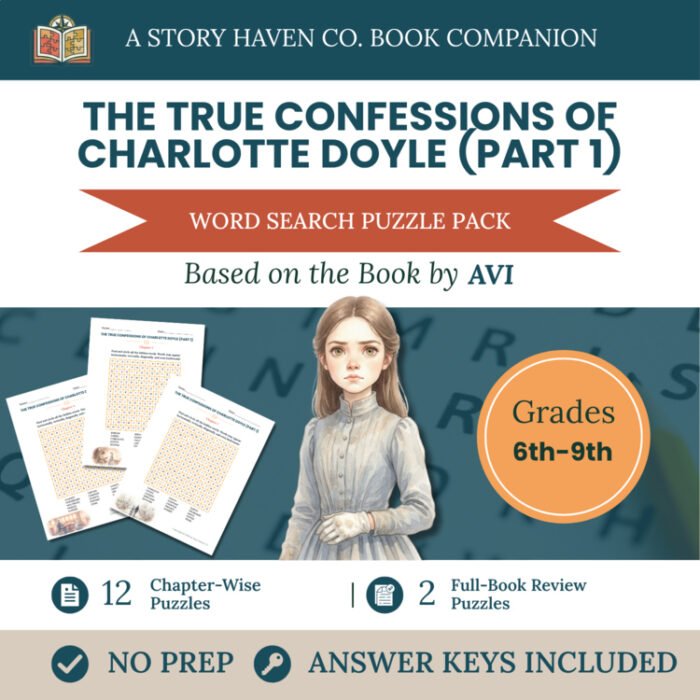The True Confessions of Charlotte Doyle word search for Grades 6-9 – cover